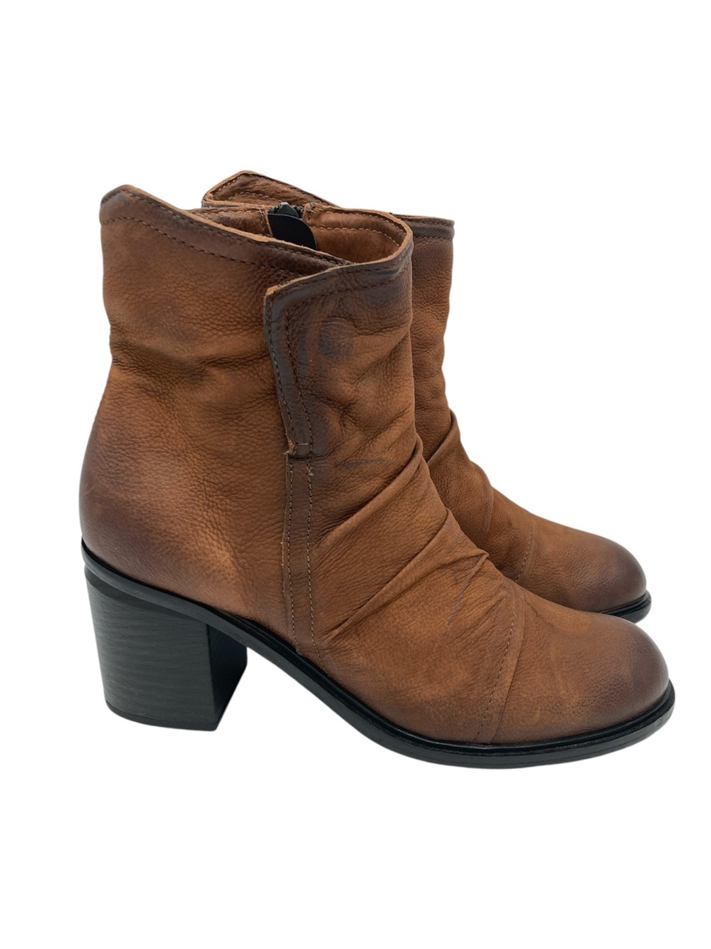 Miz Mooz Jordy Pleated Block Heel Leather Boots